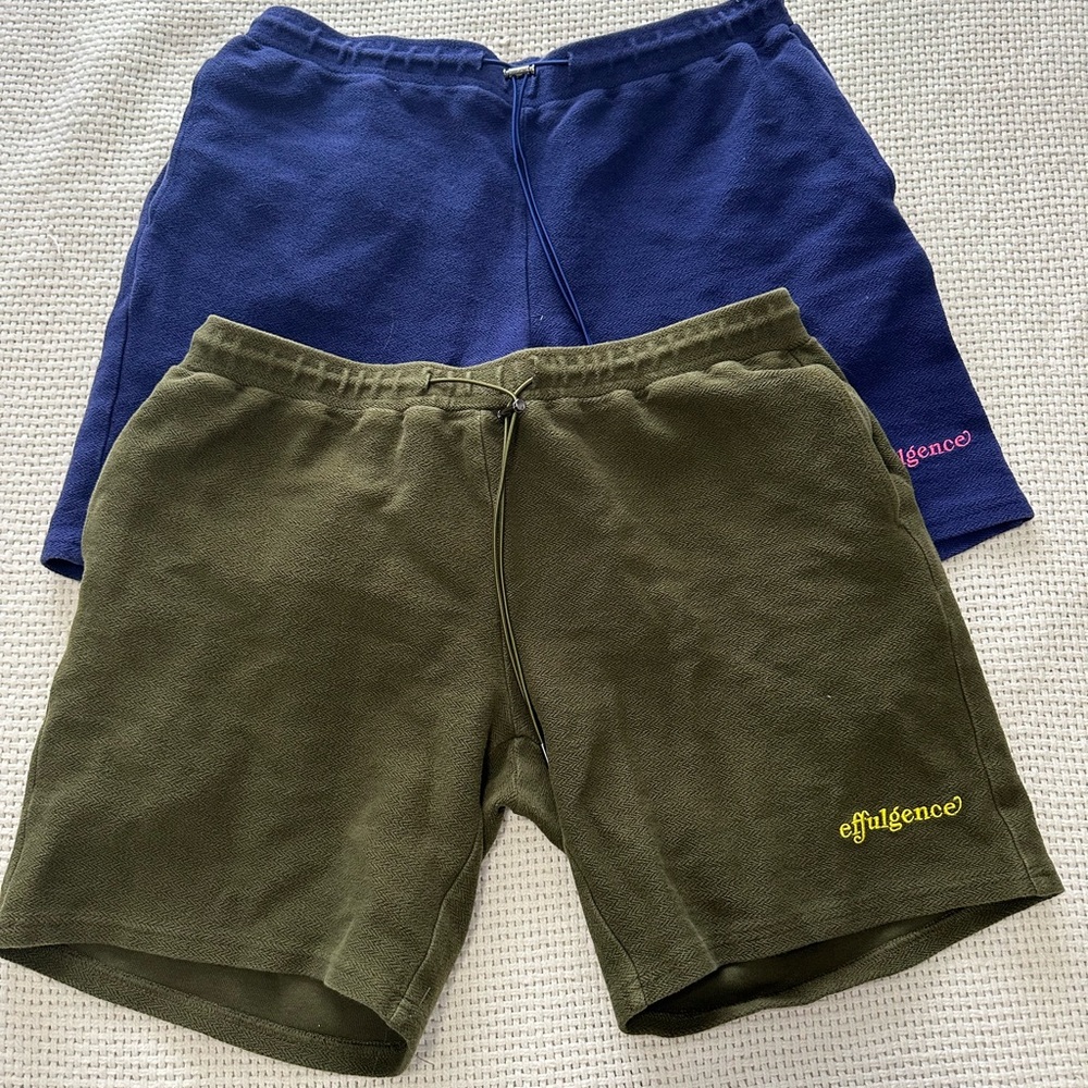 effulgence Green and Blue Athletic Shorts with Elastic Waistband